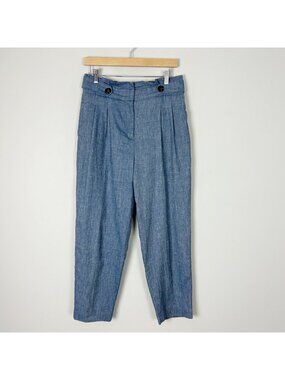 Ann Taylor Chambray Paperbag Pants Pleated Tapered Size 6 Women's